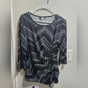 Mandy Evans Black and White Patterned Women's Top